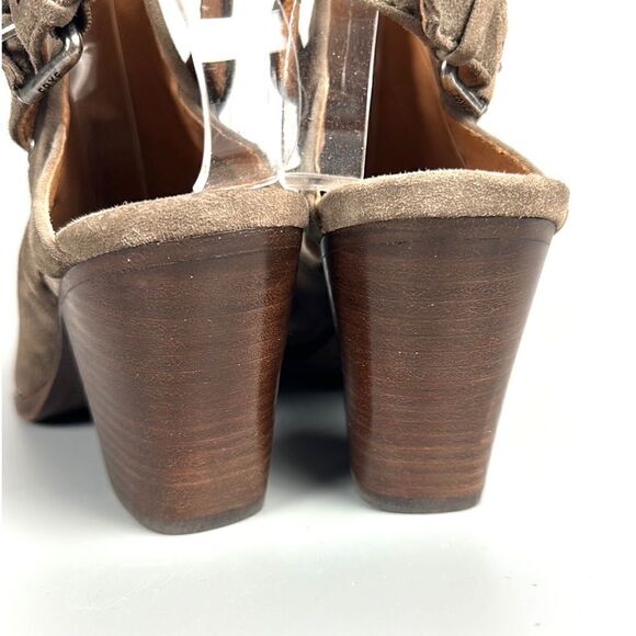 Frye Dani Shield Sling Peep Toe Ankle Booties Sandals Tan Suede Size 7 - Picture 10 of 15